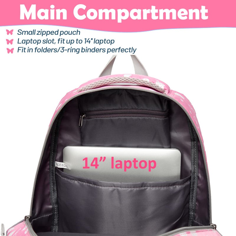 BLUEFAIRY Kids Backpacks for Girls Elementary Primary Middle School Bookbag 17 Inch for Girls Backpacks Ages 6-8 School Bag Mochilas Escolares Para NiÃƒÂ±as Heart Print Pink - Image 4